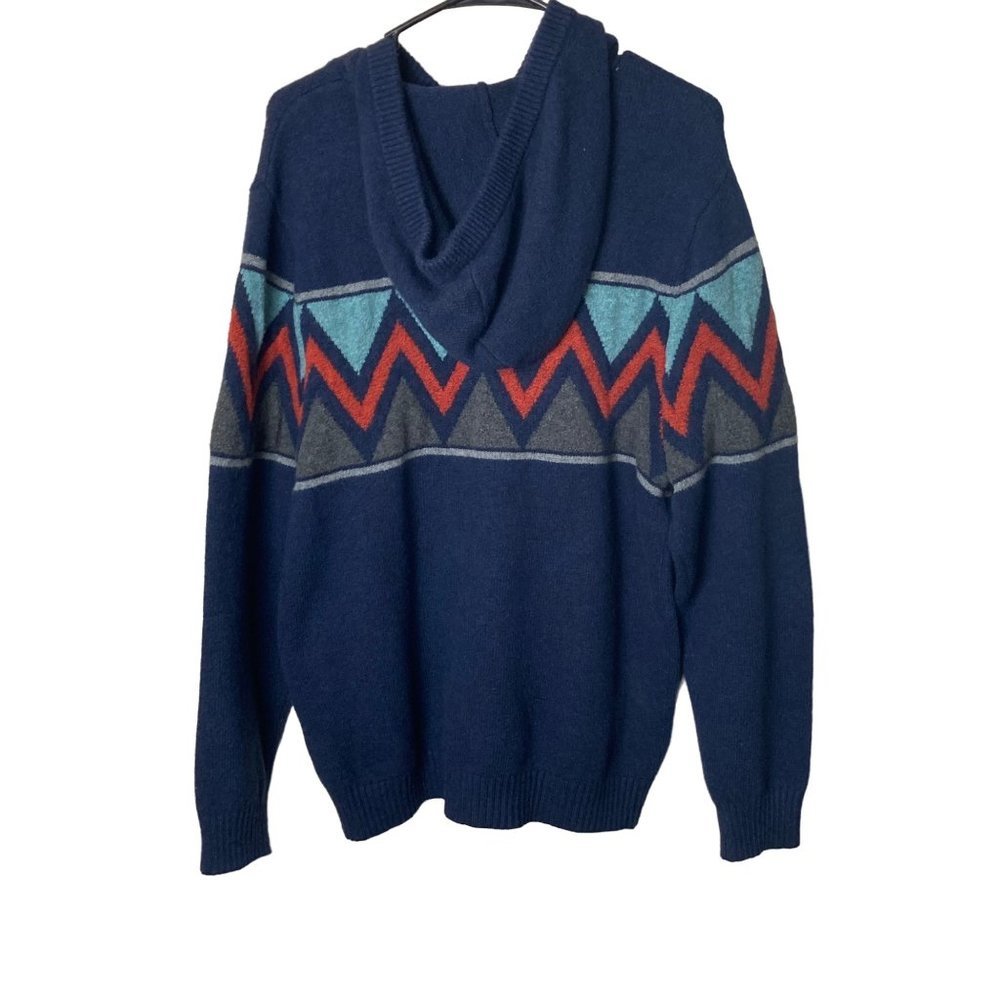Goodfellow & Co Men Medium‎ Blue Orange Zig Zag Xavier Pullover Sweater Hoodie - Picture 8 of 8